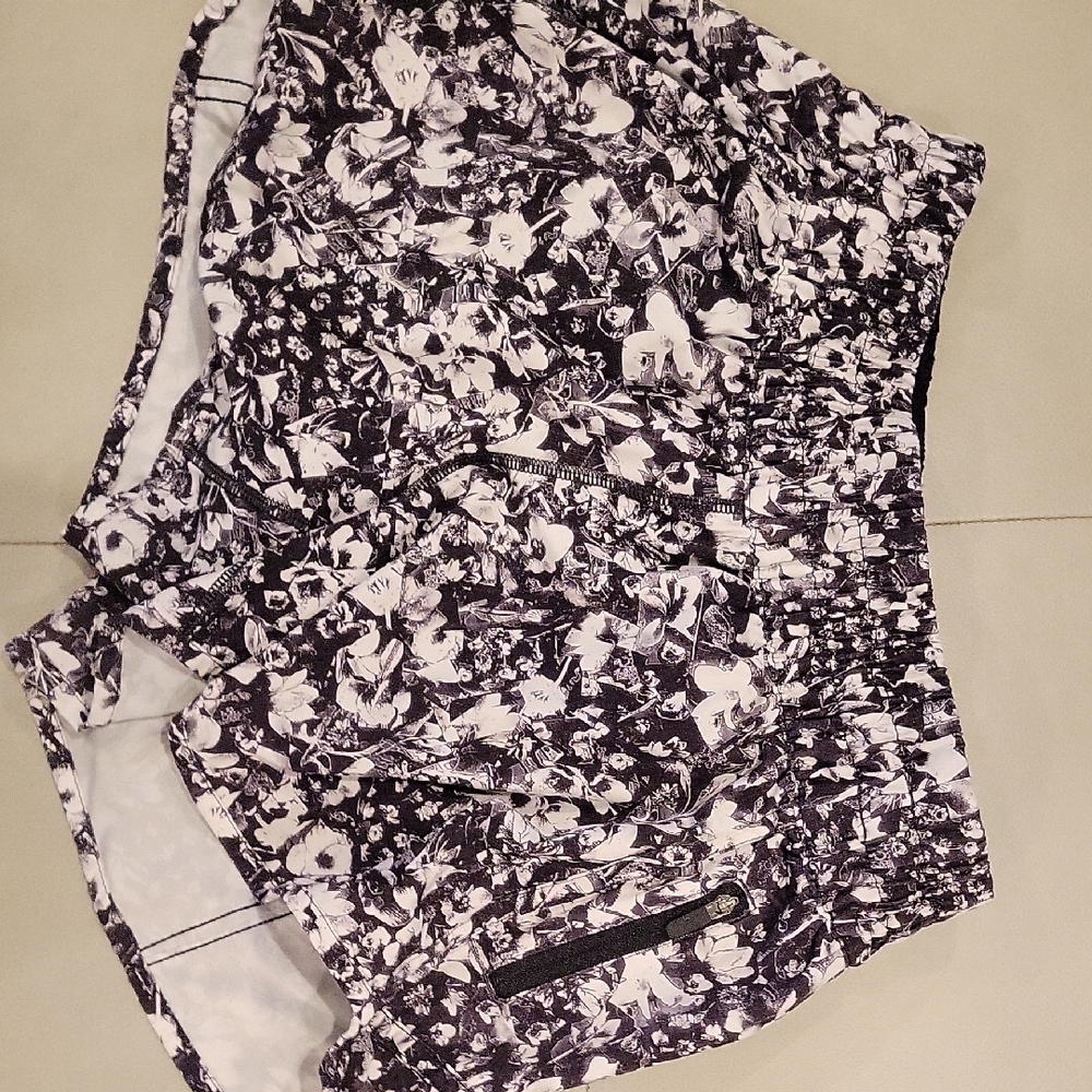 Lululemob Floral Black and White Shorts